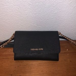 Michael Kors crossbody bag, small, Jet Set Crossbody, black leather